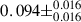 Mathematical equation: $ 0.094\pm^{0.016}_{0.016} $