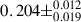 Mathematical equation: $ 0.204\pm^{0.012}_{0.019} $