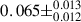 Mathematical equation: $ 0.065\pm^{0.013}_{0.012} $