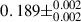 Mathematical equation: $ 0.189\pm^{0.002}_{0.002} $