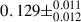 Mathematical equation: $ 0.129\pm^{0.011}_{0.012} $