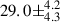 Mathematical equation: $ 29.0\pm^{4.2}_{4.3} $