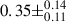 Mathematical equation: $ 0.35\pm^{0.14}_{0.11} $