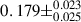 Mathematical equation: $ 0.179\pm^{0.023}_{0.025} $
