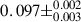 Mathematical equation: $ 0.097\pm^{0.002}_{0.003} $