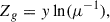 Mathematical equation: $$ \begin{aligned} Z_{g} = y \ln (\mu ^{-1}) ,\end{aligned} $$