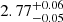 Mathematical equation: $ 2.77^{+0.06}_{-0.05} $