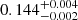 Mathematical equation: $ 0.144^{+0.004}_{-0.002} $