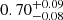 Mathematical equation: $ 0.70^{+0.09}_{-0.08} $