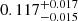 Mathematical equation: $ 0.117^{+0.017}_{-0.015} $