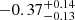 Mathematical equation: $ -0.37^{+0.14}_{-0.13} $