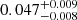 Mathematical equation: $ 0.047^{+0.009}_{-0.008} $