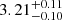 Mathematical equation: $ 3.21^{+0.11}_{-0.10} $