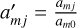 Mathematical equation: $\[a_{m j}^{\prime}=\frac{a_{m j}}{a_{m 0}}\]$