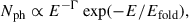 Mathematical equation: $$ \begin{aligned} N_\mathrm{ph} \propto E^{-\Gamma } \exp (-E/E_\mathrm{fold} ), \end{aligned} $$