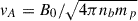 Mathematical equation: $ v_A = B_0 / \sqrt{4 \pi n_b m_p} $