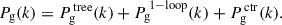 Mathematical equation: $$ \begin{aligned} P_{\rm g}(k)=P_{\rm g}^{\,\mathrm {tree}}(k) + P_{\rm g}^{\,\mathrm {1{-}loop}}(k) + P_{\rm g}^{\,\mathrm {ctr}}(k) . \end{aligned} $$