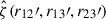 Mathematical equation: $ \hat{\zeta}(r_{12}{\prime},r_{13}{\prime},r_{23}{\prime}) $