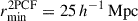 Mathematical equation: $ r_\mathrm{{min}}^\mathrm{{2PCF}}=25\, h^{-1} \, \mathrm{{Mpc}} $