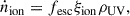 Mathematical equation: $$ \begin{aligned} \dot{n}_{\rm ion} = f_{\rm esc}\xi _{\rm ion}\rho _{\rm UV} ,\end{aligned} $$