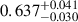 Mathematical equation: $ 0.637^{+0.041}_{-0.030} $