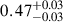 Mathematical equation: $ 0.47^{+0.03}_{-0.03} $