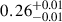 Mathematical equation: $ 0.26^{+0.01}_{-0.01} $