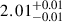 Mathematical equation: $ 2.01^{+0.01}_{-0.01} $