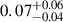 Mathematical equation: $ 0.07^{+0.06}_{-0.04} $