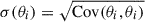 Mathematical equation: $ \sigma(\theta_i) = \sqrt{\mathrm{Cov}(\theta_i,\theta_i)} $