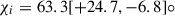 Mathematical equation: $ \chi_i = 63.3 [+24.7,-6.8]{\circ} $