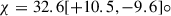 Mathematical equation: $ \chi = 32.6 [+10.5,-9.6]{\circ} $