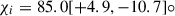 Mathematical equation: $ \chi_i = 85.0[+4.9,-10.7]{\circ} $
