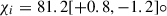 Mathematical equation: $ \chi_i = 81.2[+0.8,-1.2]{\circ} $