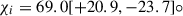 Mathematical equation: $ \chi_i = 69.0[+20.9,-23.7]{\circ} $