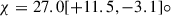Mathematical equation: $ \chi = 27.0 [+11.5,-3.1]{\circ} $