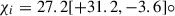 Mathematical equation: $ \chi_i = 27.2 [+31.2,-3.6]{\circ} $