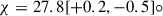 Mathematical equation: $ \chi= 27.8 [+0.2,-0.5]{\circ} $