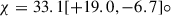 Mathematical equation: $ \chi= 33.1 [+19.0,-6.7]{\circ} $