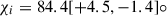 Mathematical equation: $ \chi_i = 84.4 [+4.5,-1.4]{\circ} $