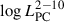 Mathematical equation: $ \log L_{\mathrm{PC}}^{2{-}10} $