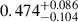 Mathematical equation: $ 0.474^{+0.086}_{-0.104} $