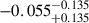 Mathematical equation: $ -0.055^{-0.135}_{+0.135} $