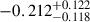 Mathematical equation: $ -0.212^{+0.122}_{-0.118} $