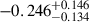 Mathematical equation: $ -0.246^{+0.146}_{-0.134} $