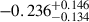 Mathematical equation: $ -0.236^{+0.146}_{-0.134} $