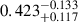 Mathematical equation: $ 0.423^{-0.133}_{+0.117} $