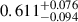 Mathematical equation: $ 0.611^{+0.076}_{-0.094} $