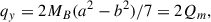 Mathematical equation: $$ \begin{aligned} q_y = 2 M_B (a^2 - b^2)/7 = 2 Q_m, \end{aligned} $$