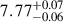 Mathematical equation: $ 7.77^{+0.07}_{-0.06} $
